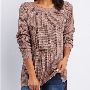 Shaker stitch tunic sweater